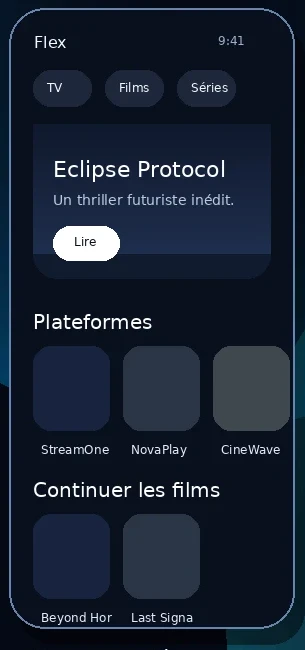 Aperçu Flex mobile avec contenu fictif